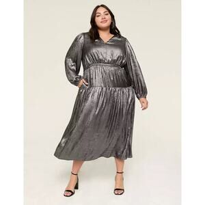 Lane Bryant Shirred Shoulder Maxi Dress Size 26 Satin Formal Evening Gala NWT